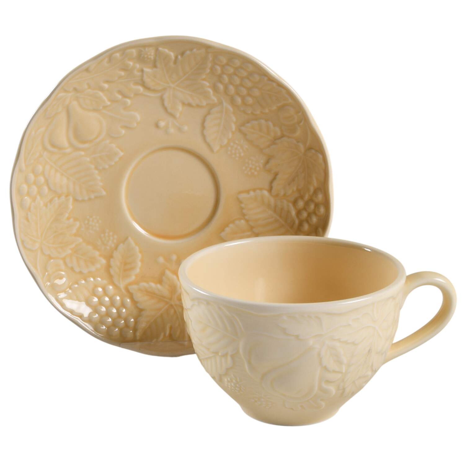 Woodbury Yellow Flat Cup & Saucer Set by Nikko-1