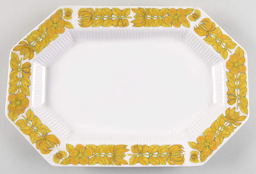 Yellow Bouquet 13" Oval Serving Platter by Nikko-1