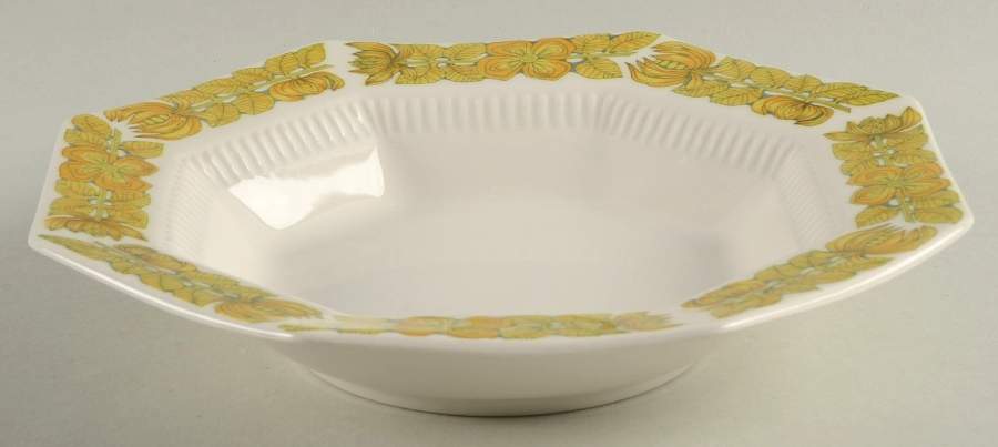 Yellow Bouquet Rim Soup Bowl by Nikko-1