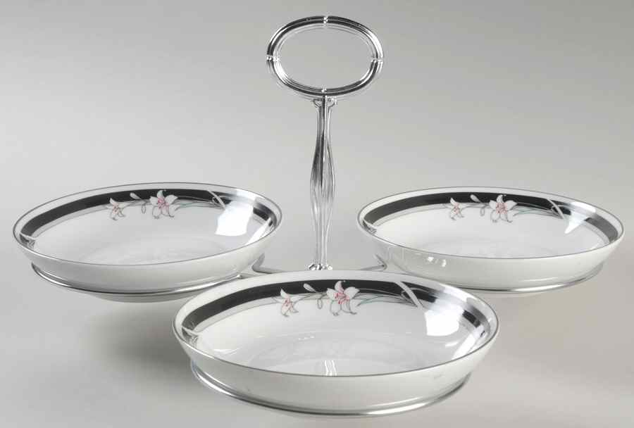 Kabuki 7" x 12" 3-Part Relish & Metal Stand (FR) HC by Nitto-1