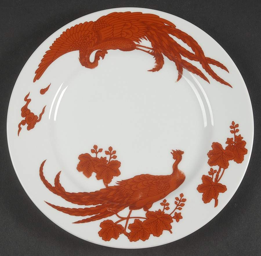 Red Peking Peacock Salad Plate by Neiman Marcus-1