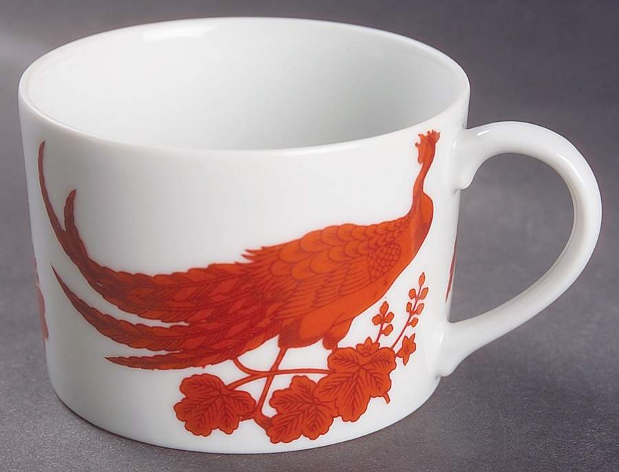 Red Peking Peacock Flat Cup by Neiman Marcus-1