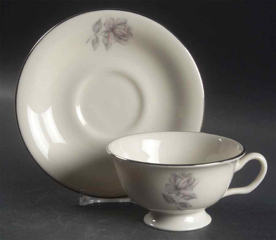 Castle Rose Footed Cup & Saucer Set by Nobility-1