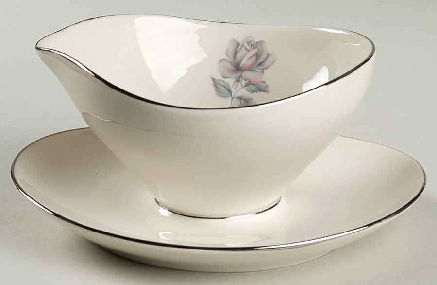 Castle Rose Gravy Boat with Attached Underplate by Nobility-1