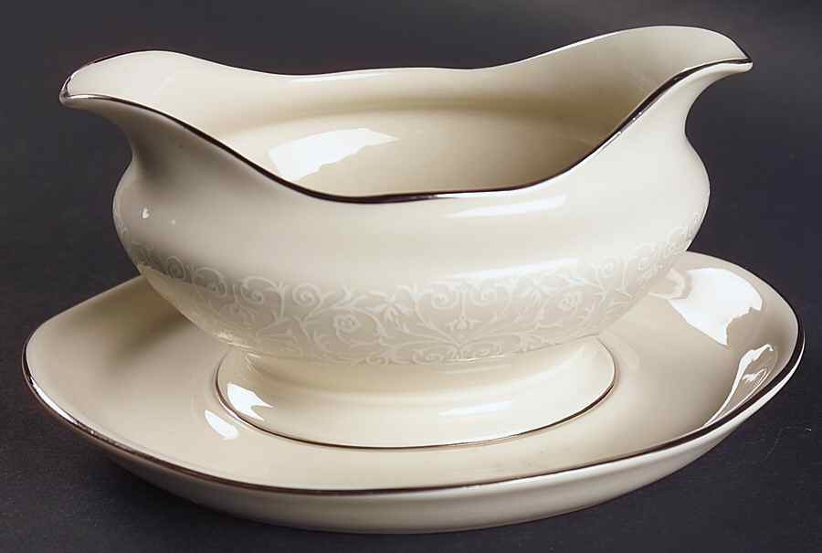 Queens Bouquet Gravy Boat with Attached Underplate by Nobility-1