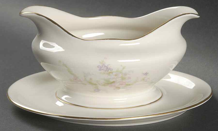 Spring Fantasy Gravy Boat with Attached Underplate by Nobility-1