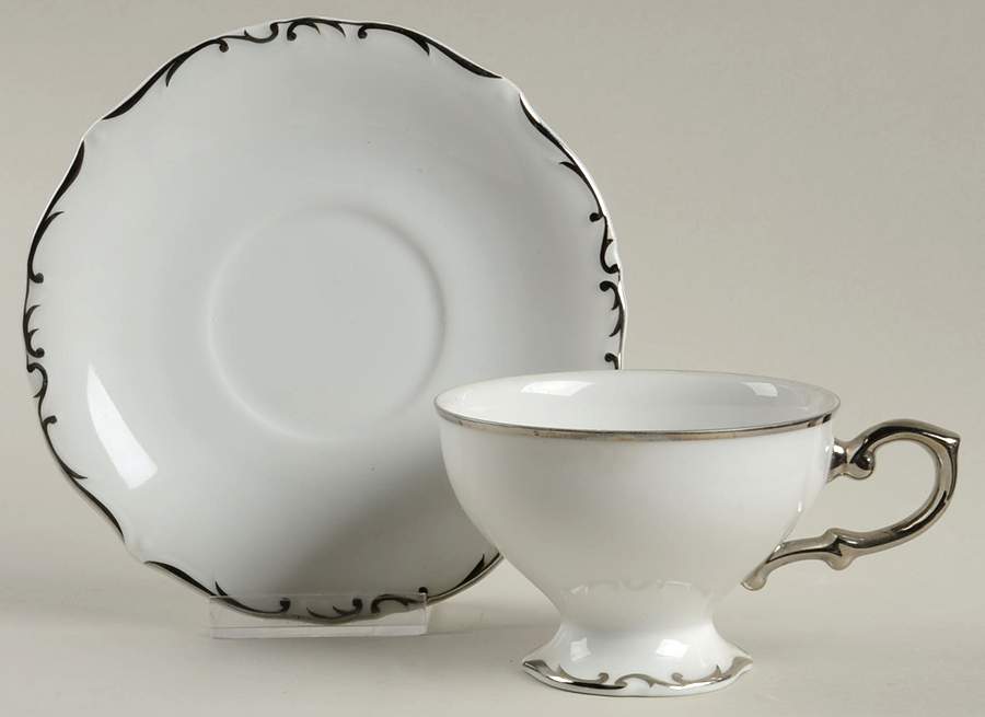Silver Queen Footed Cup & Saucer Set by Normandy-1