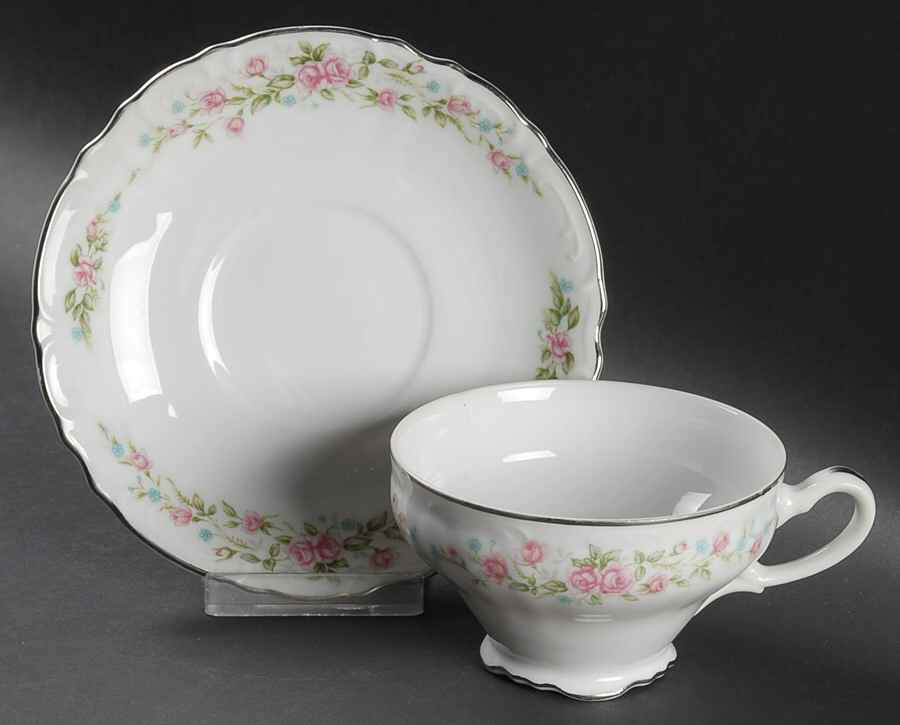 Colonial Rose Footed Cup & Saucer Set by Norleans-1
