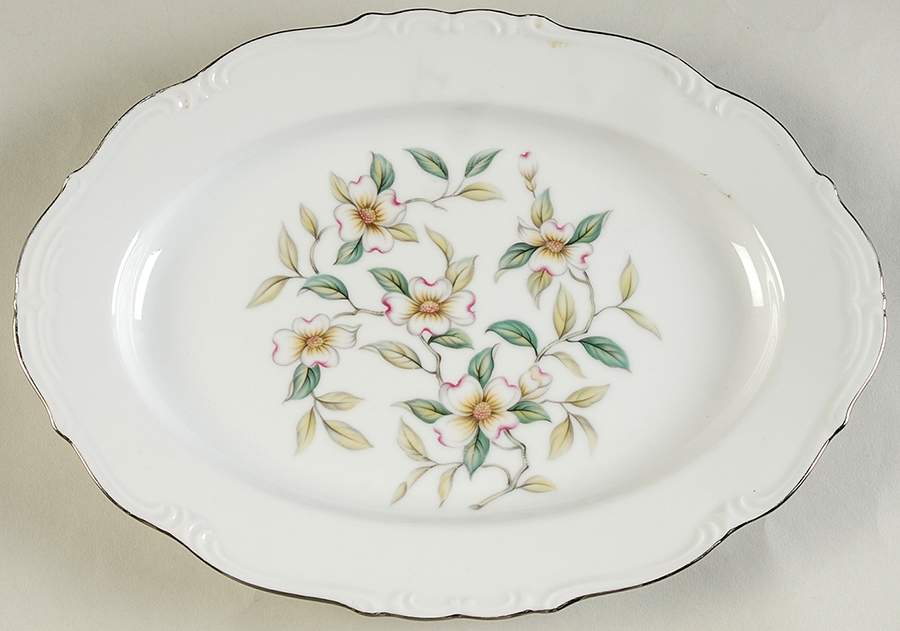Dogwood Bouquet 12" Oval Serving Platter by Norleans-1