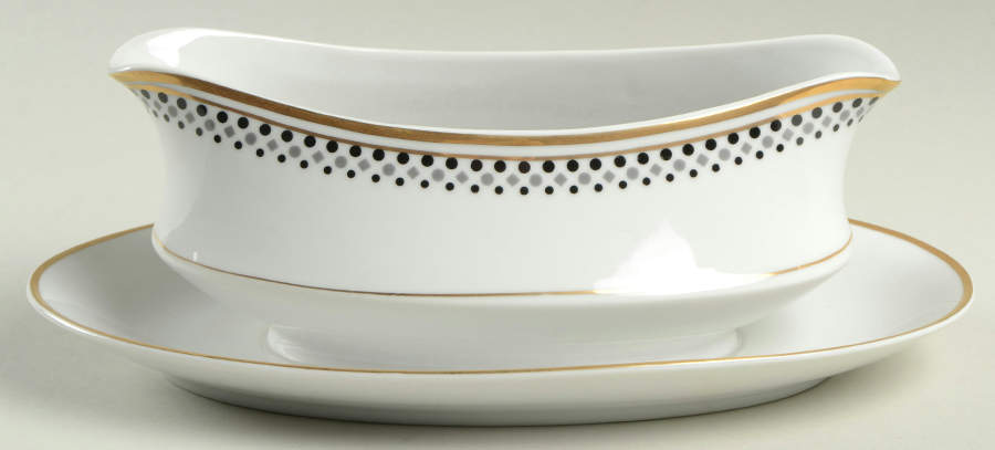 Gold Symphony Gravy Boat with Attached Underplate by Norleans-1