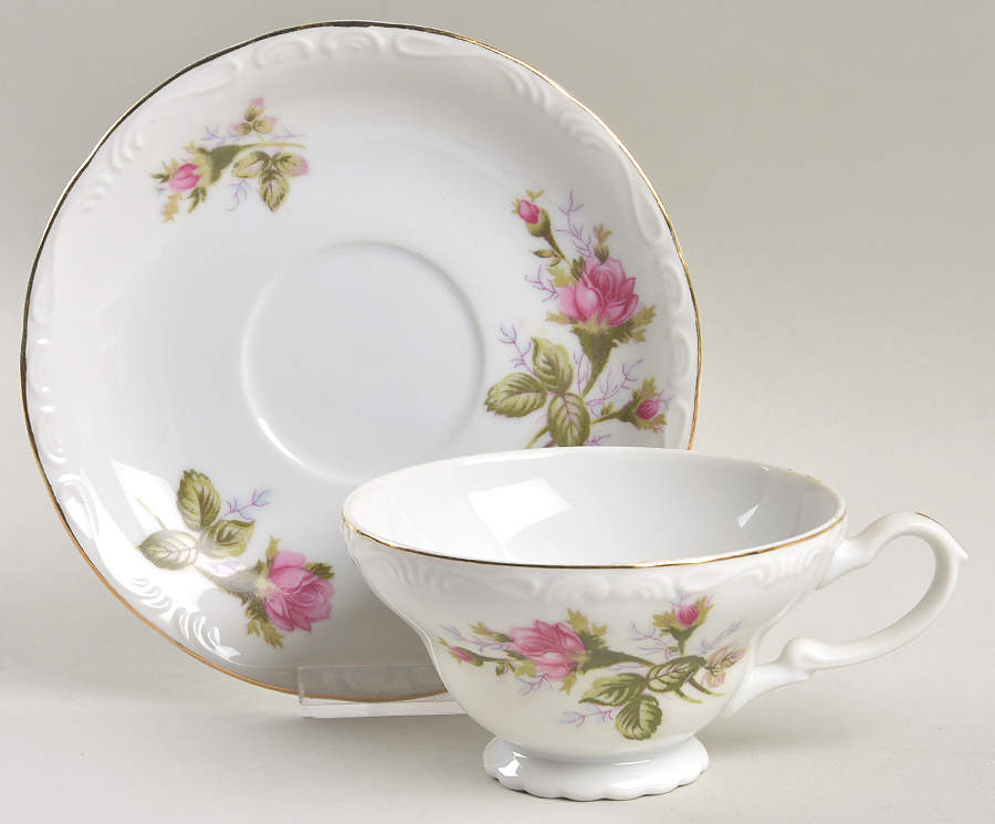 Mose Rose Footed Cup & Saucer Set by Norleans-1