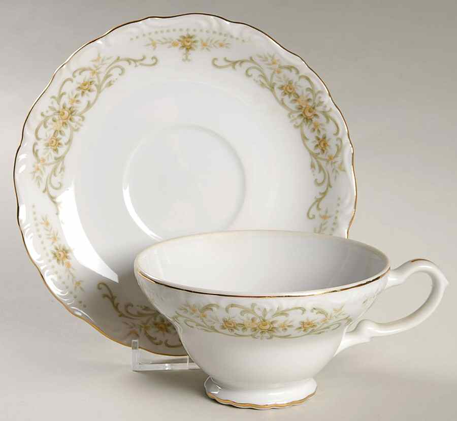 Rose Crest Footed Cup & Saucer Set by Norleans-1