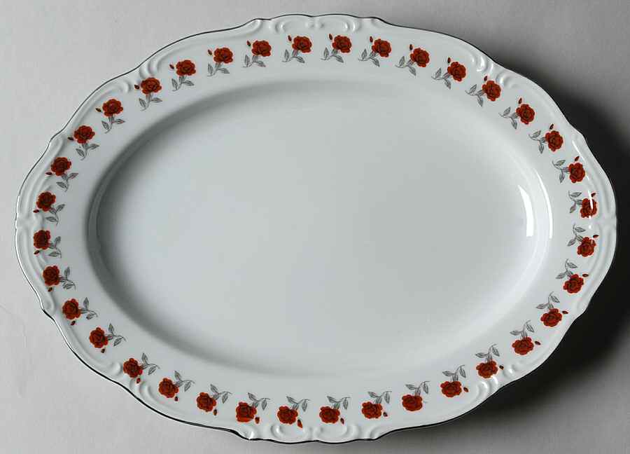 Rose Garland 12" Oval Serving Platter by Norleans-1