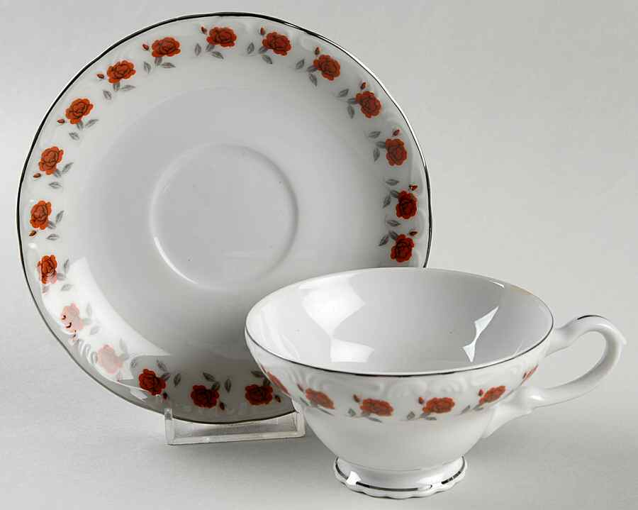 Rose Garland Footed Cup & Saucer Set by Norleans-1