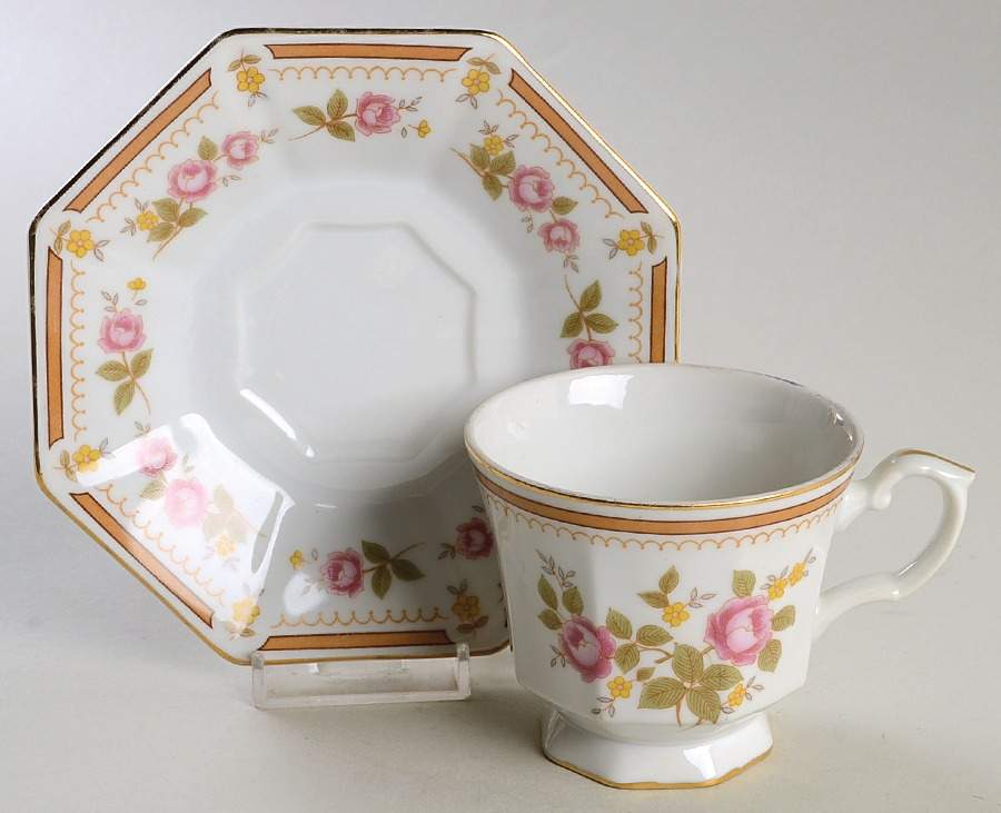Traditional Rose Footed Cup & Saucer Set by Norleans-1