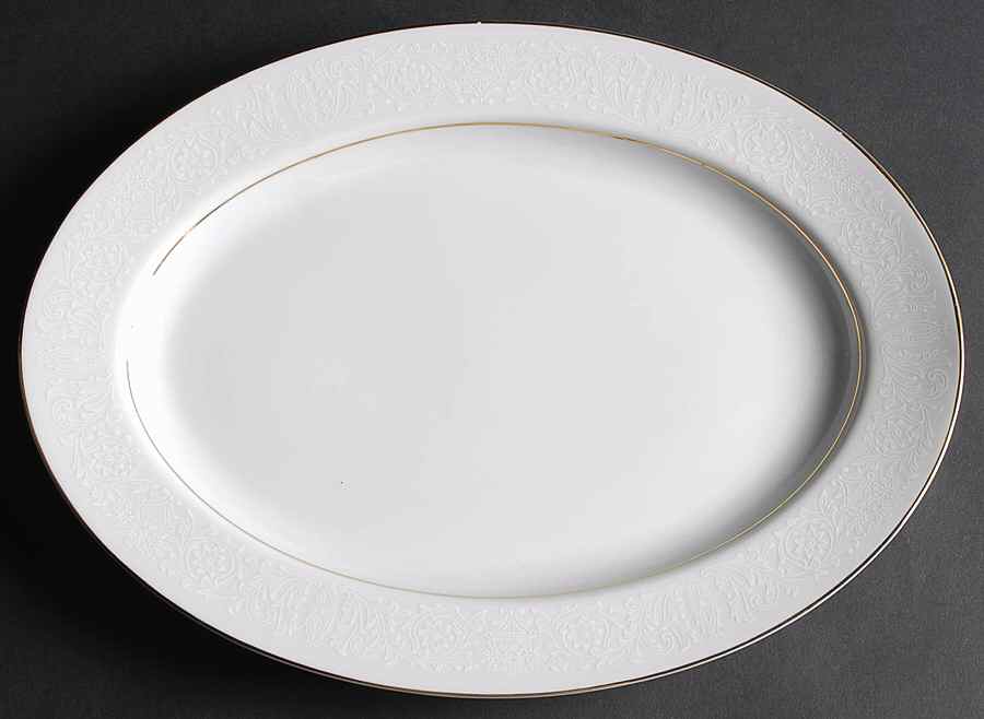White Lace 14" Oval Serving Platter by Norleans-1