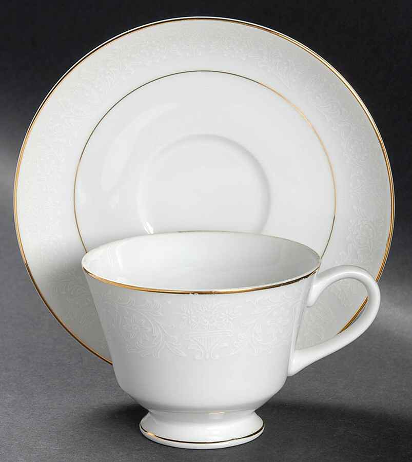 White Lace Footed Cup & Saucer Set by Norleans-1