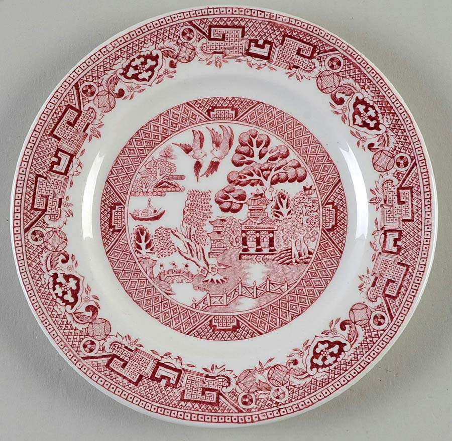 Willow Pink Bread & Butter Plate by North Stafforsdhire-1