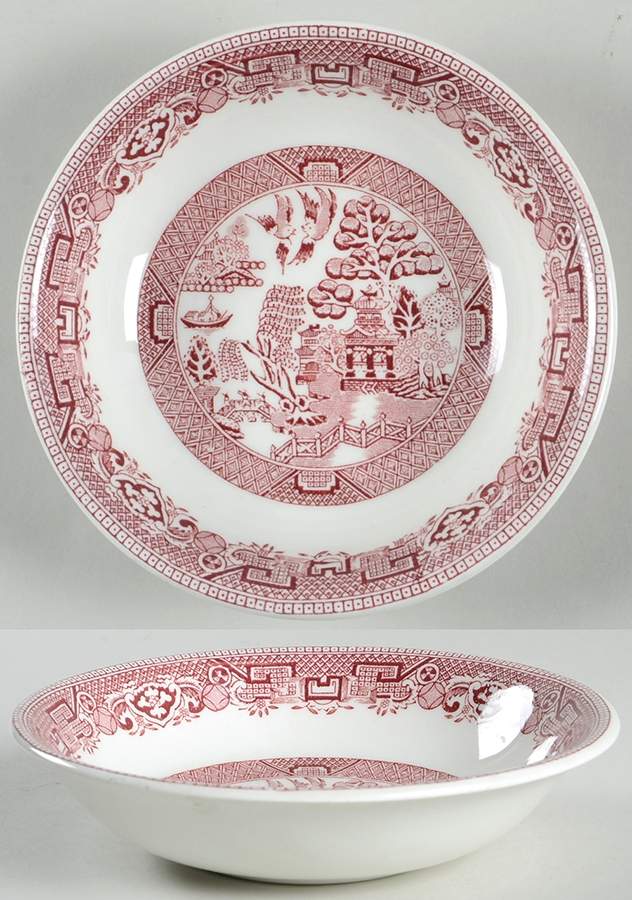 Willow Pink Fruit/Dessert (Sauce) Bowl by North Stafforsdhire-1