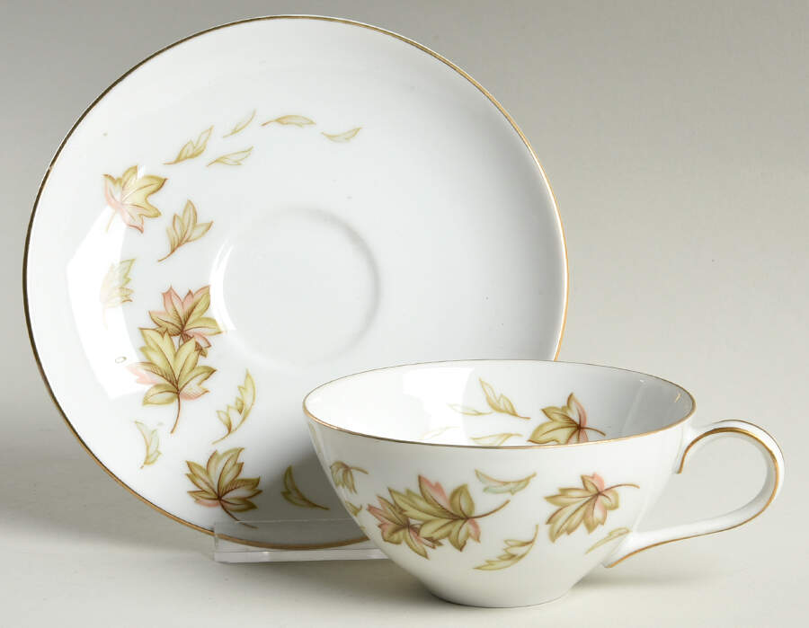 Autumn Fantasy Flat Cup & Saucer Set by Norcrest-1