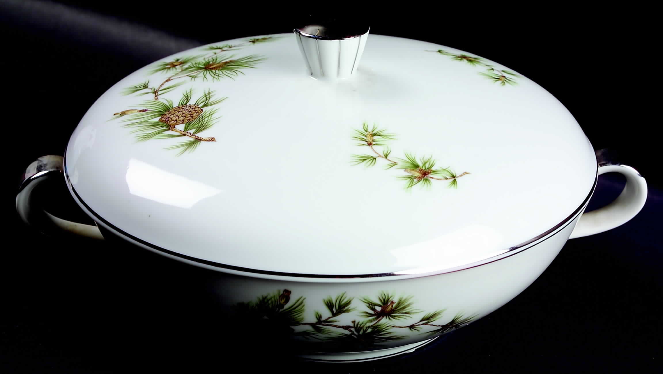 Cascade Pine Round Covered Vegetable by Norcrest-1