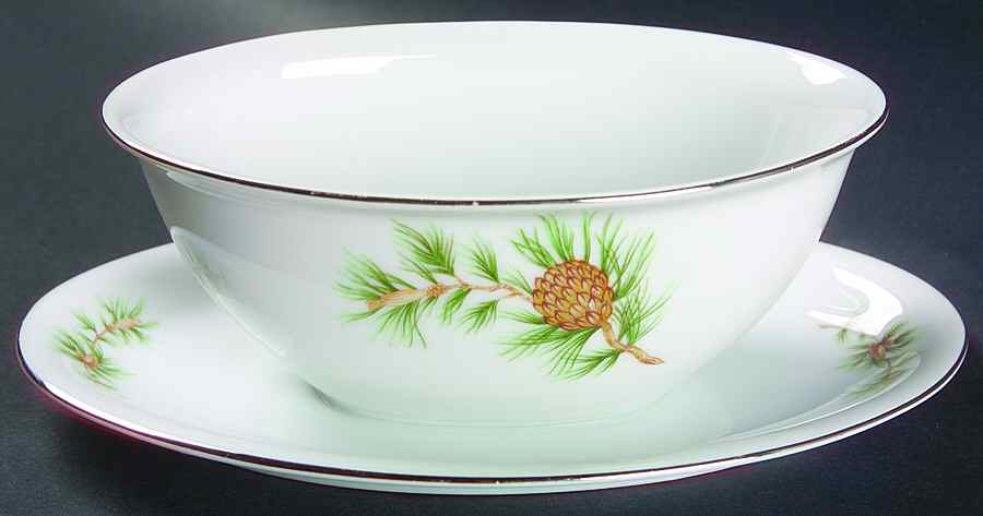 Cascade Pine Gravy Boat with Attached Underplate by Norcrest-1