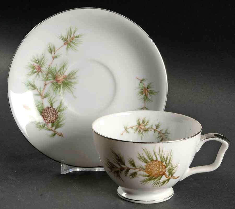Cascade Pine Footed Cup & Saucer Set by Norcrest-1