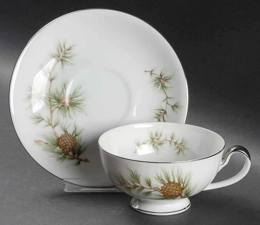 Cascade Pine Footed Cup & Saucer Set by Norcrest-1