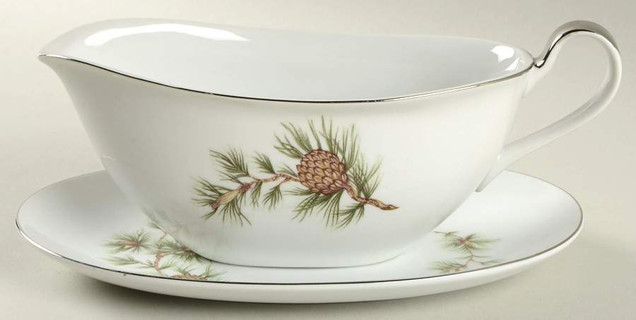 Cascade Pine Gravy Boat & Underplate/Relish by Norcrest-1
