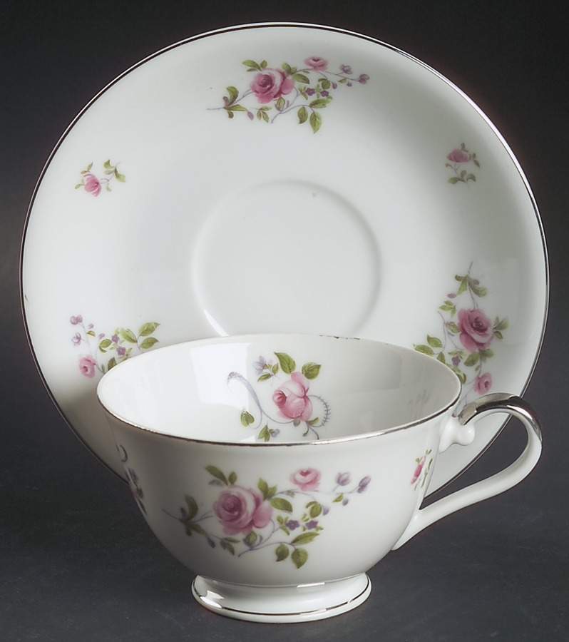 Chelsea Rose Footed Cup & Saucer Set by Norcrest-1