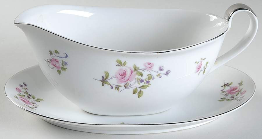 Chelsea Rose Gravy Boat & Underplate by Norcrest-1