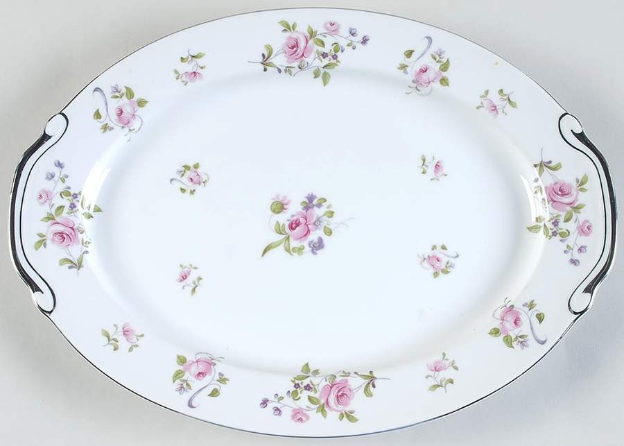Chelsea Rose 14" Oval Serving Platter by Norcrest-1