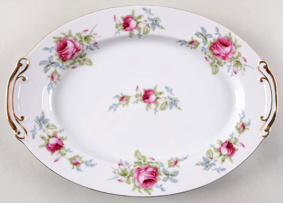 Dresden Rose 12" Oval Serving Platter by Norcrest-1