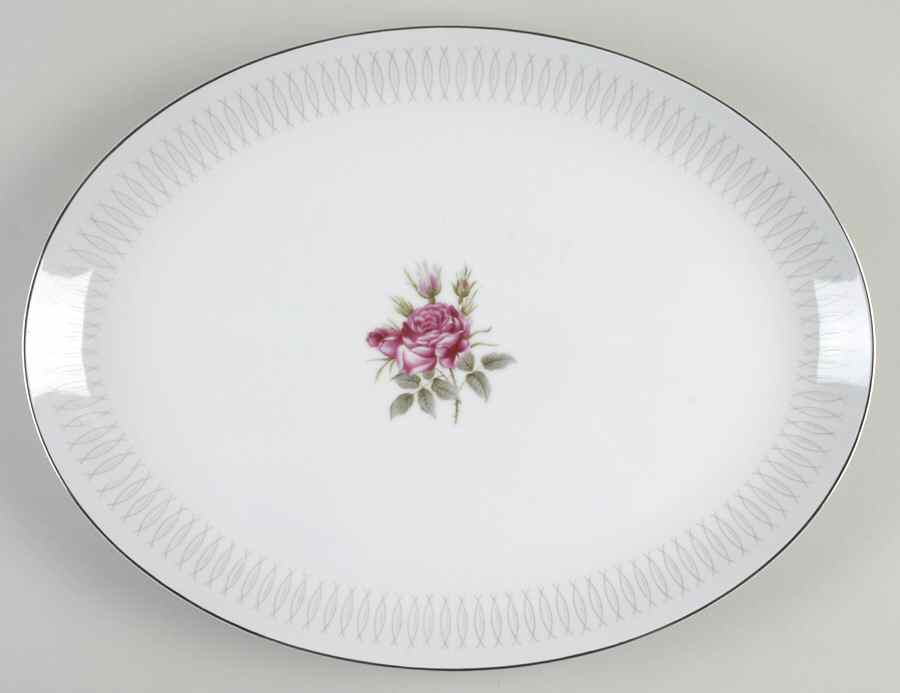 Embassy Rose 16" Oval Serving Platter by Norcrest-1