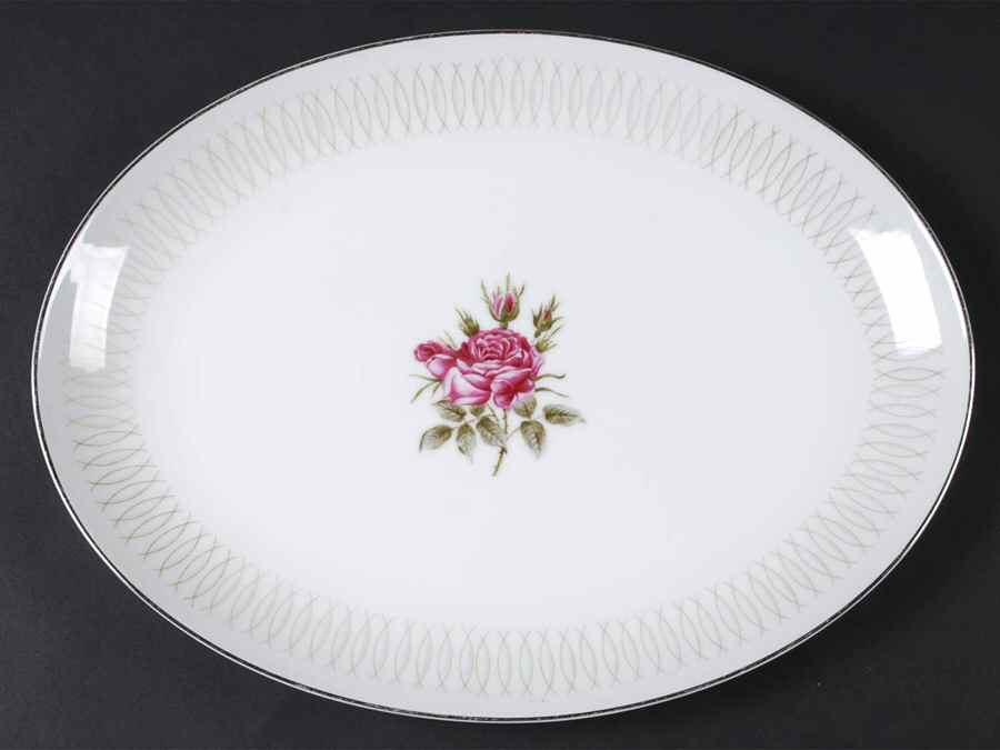 Embassy Rose 12" Oval Serving Platter by Norcrest-1