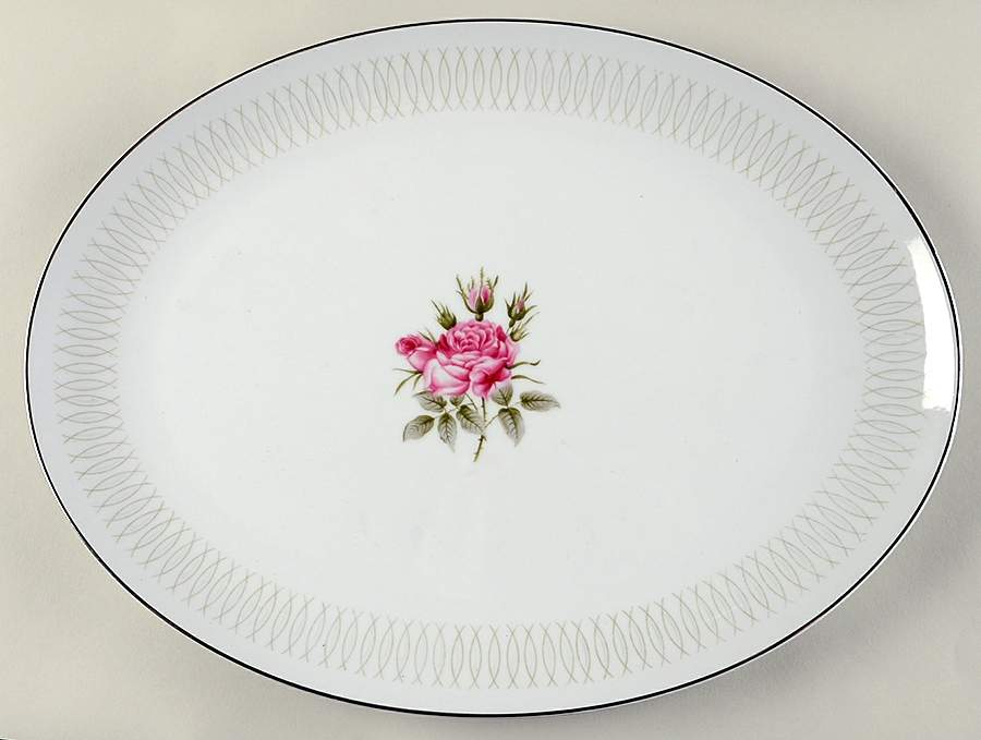 Embassy Rose 14" Oval Serving Platter by Norcrest-1