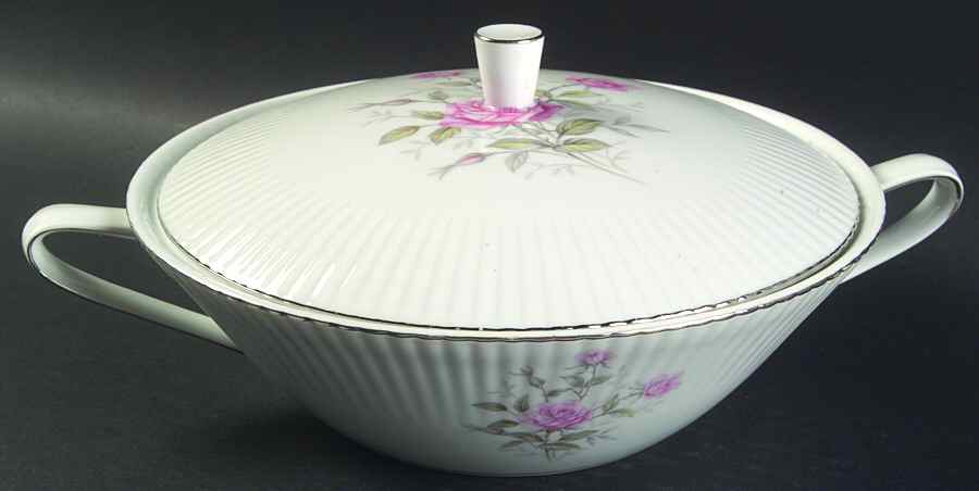 Lyric Rose Round Covered Vegetable by Norcrest-1