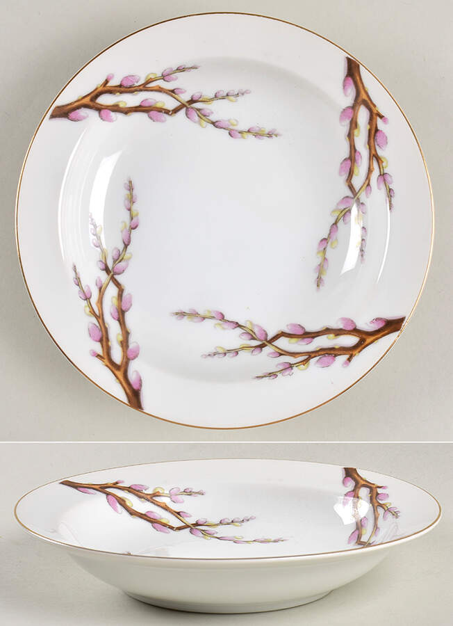 Pussy Willow Rim Soup Bowl by Norcrest-1