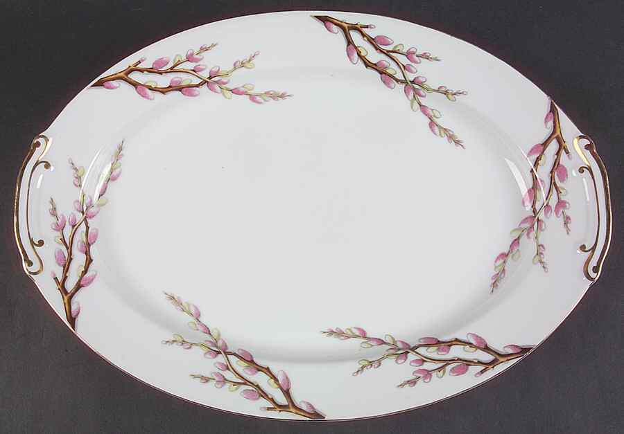 Pussy Willow 16" Oval Serving Platter by Norcrest-1
