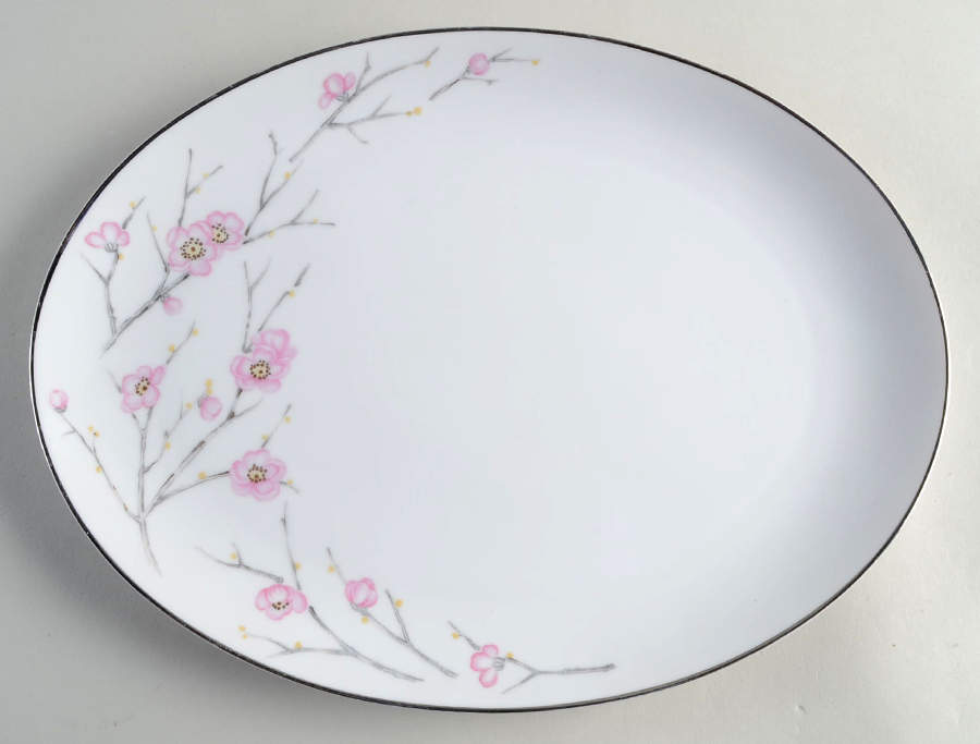 Spring Blossom 14" Oval Serving Platter by Norcrest-1