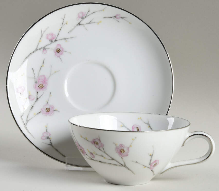 Spring Blossom Flat Cup & Saucer Set by Norcrest-1