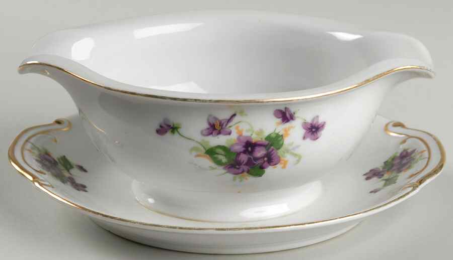 Sweet Violets Gravy Boat with Attached Underplate by Norcrest-1
