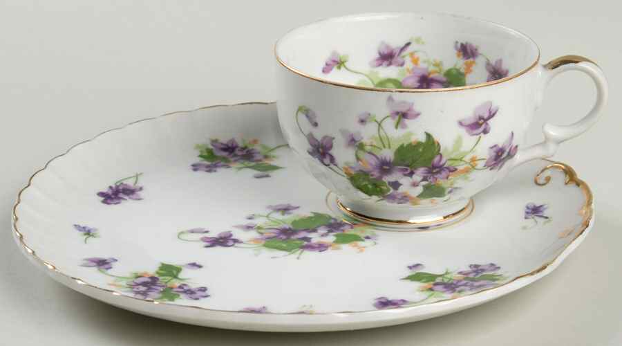 Sweet Violets Snack Plate & Cup Set by Norcrest-1