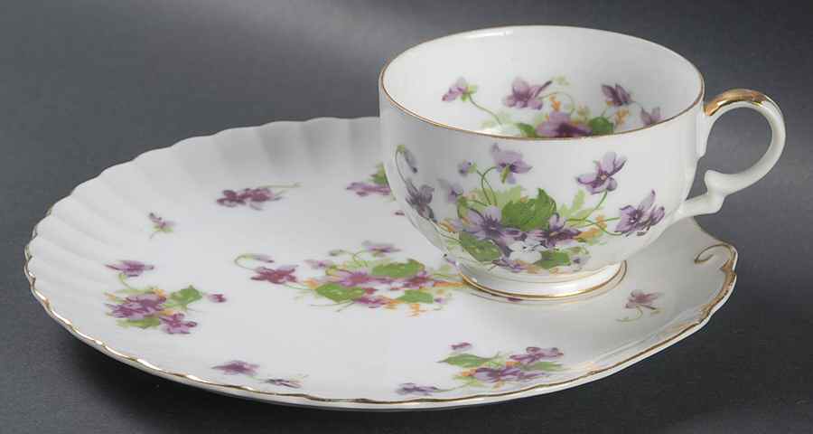Sweet Violets Snack Plate & Cup Set by Norcrest-1