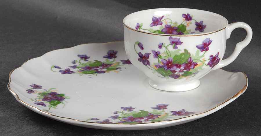 Sweet Violets Snack Plate & Cup Set by Norcrest-1