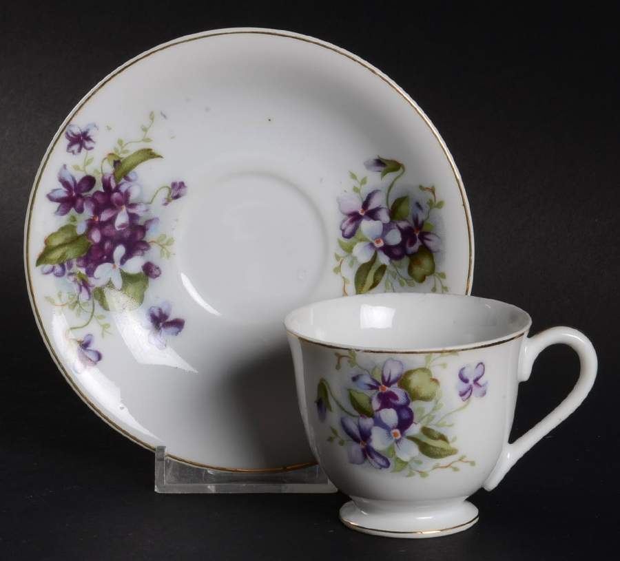 Sweet Violets Footed Demitasse Cup & Saucer Set by Norcrest-1