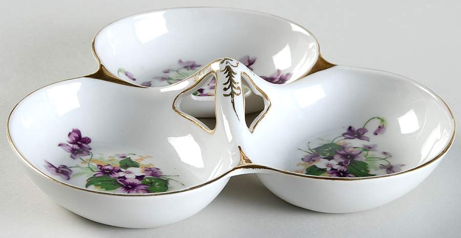 Sweet Violets 3 Section Bon Bon by Norcrest-1