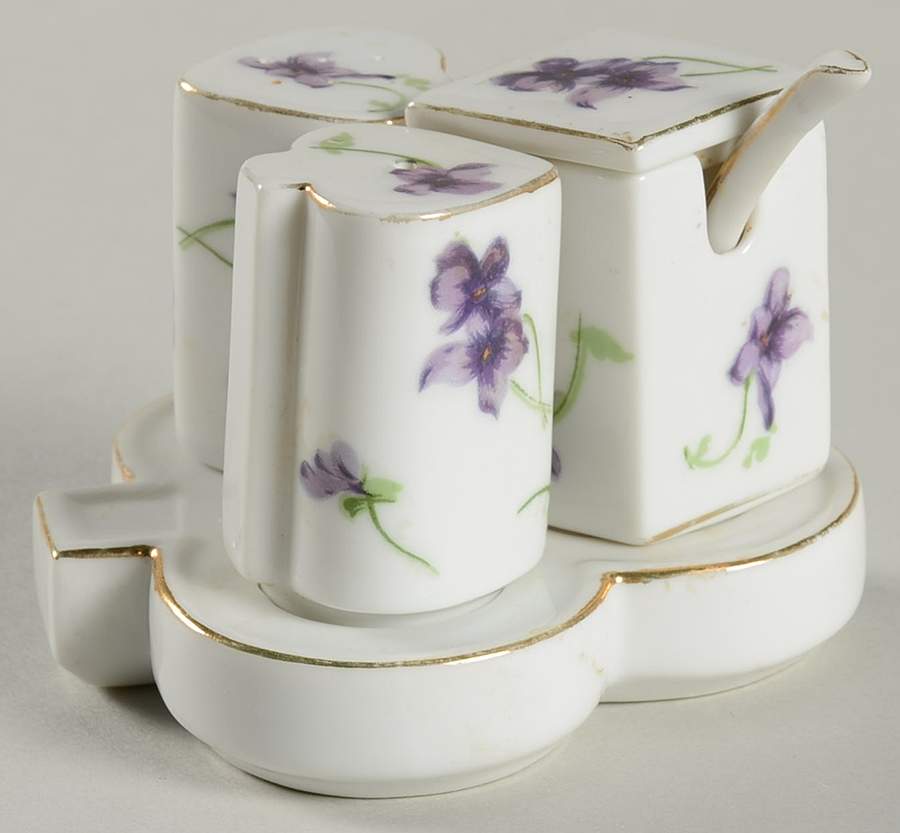 Sweet Violets (6 Piece) Cruet Set by Norcrest-1