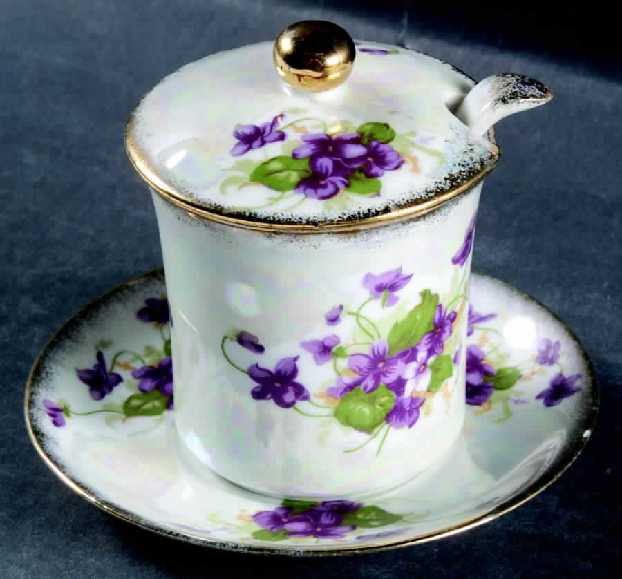 Sweet Violets Jam/Jelly & Lid, Ladle & Underplate by Norcrest-1