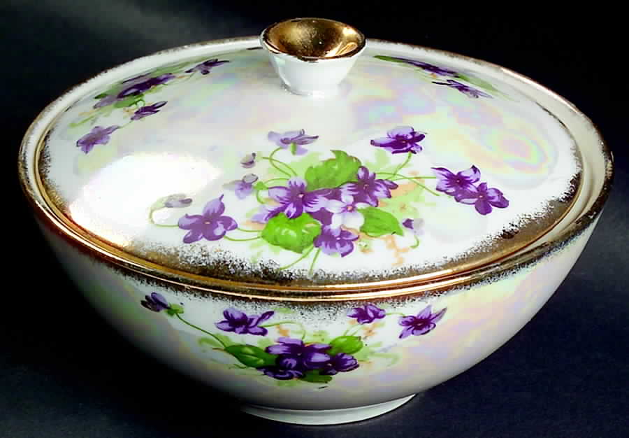 Sweet Violets Candy Box & Lid by Norcrest-1